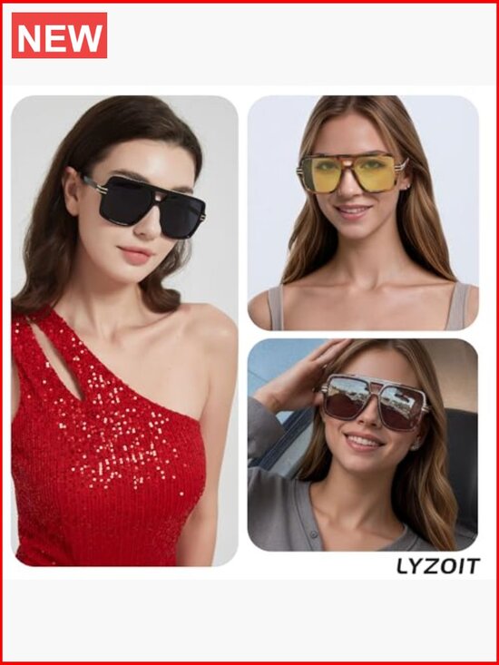 Retro Oversized Square Aviator Sunglasses Polarized Big Large Rectangle